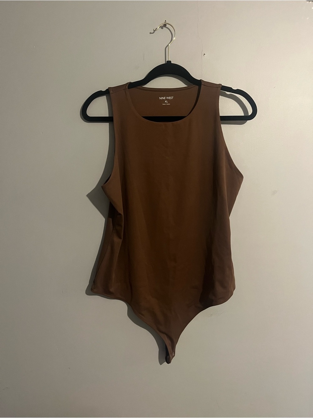 Nine West Chocolate Brown thong Bodysuit size XL slimming double lined